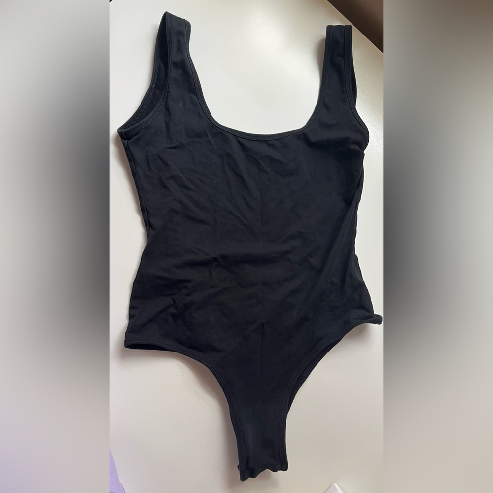 Open Back Black Body Suit